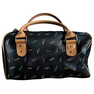 Black leather monogram bag with multi-coloured accents leather